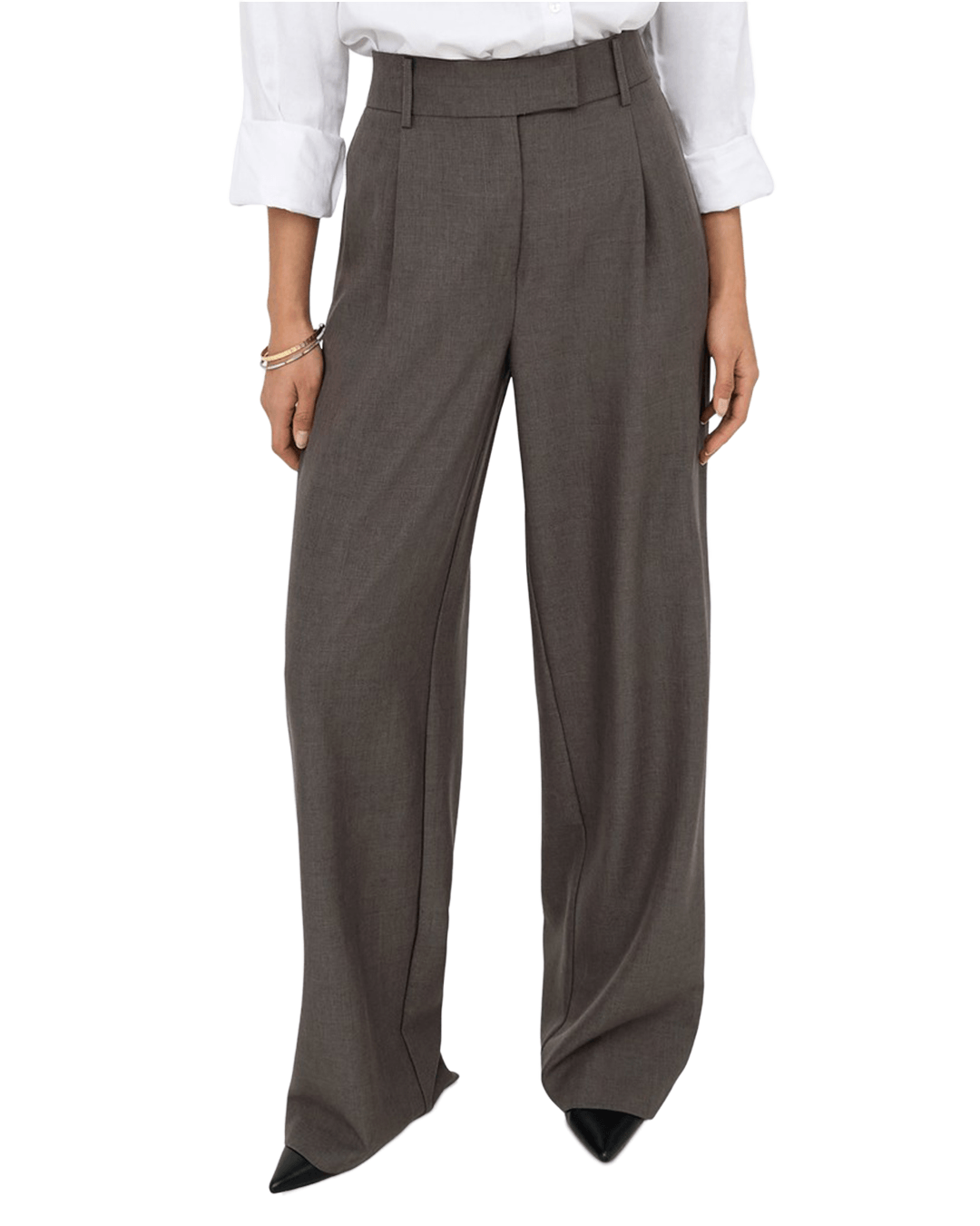 Only Trousers Only Brown Linda High Waist Straight Trousers