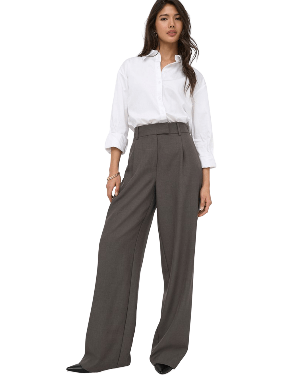 Only Trousers Only Brown Linda High Waist Straight Trousers