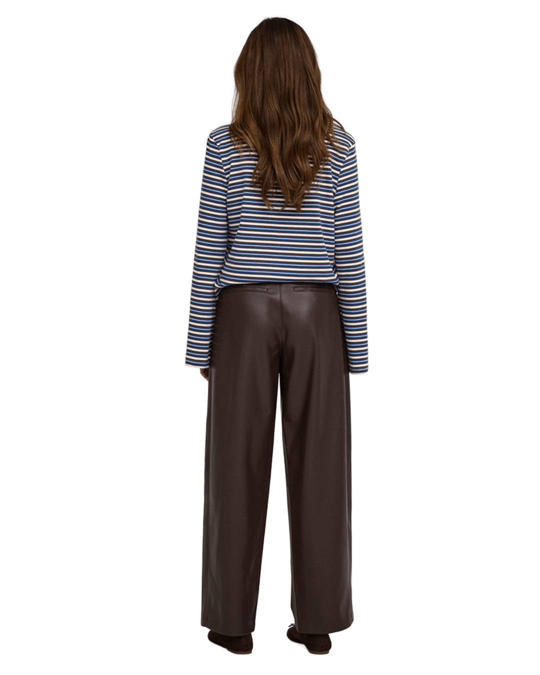 Only Trousers Only Brown Neli Faux Leather Barrel Trousers