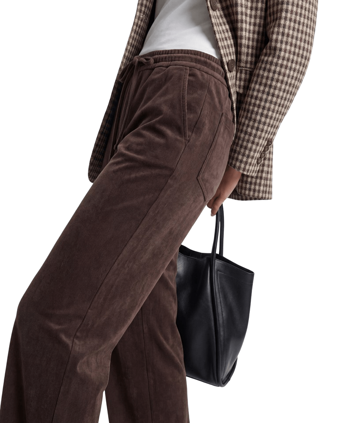 Only Trousers Only Brown Rima Mid Waist Faux Suede Trousers