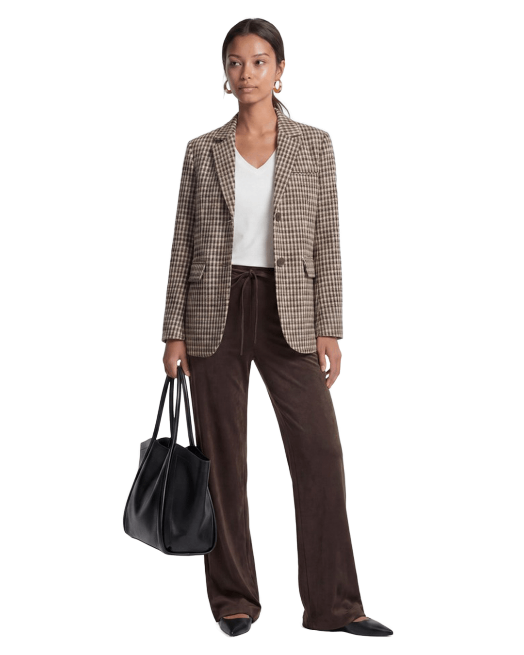 Only Trousers Only Brown Rima Mid Waist Faux Suede Trousers