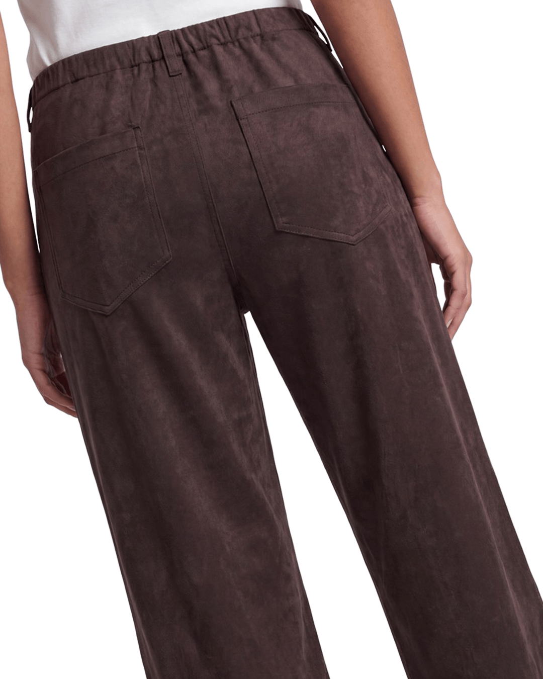 Only Trousers Only Brown Rima Mid Waist Faux Suede Trousers
