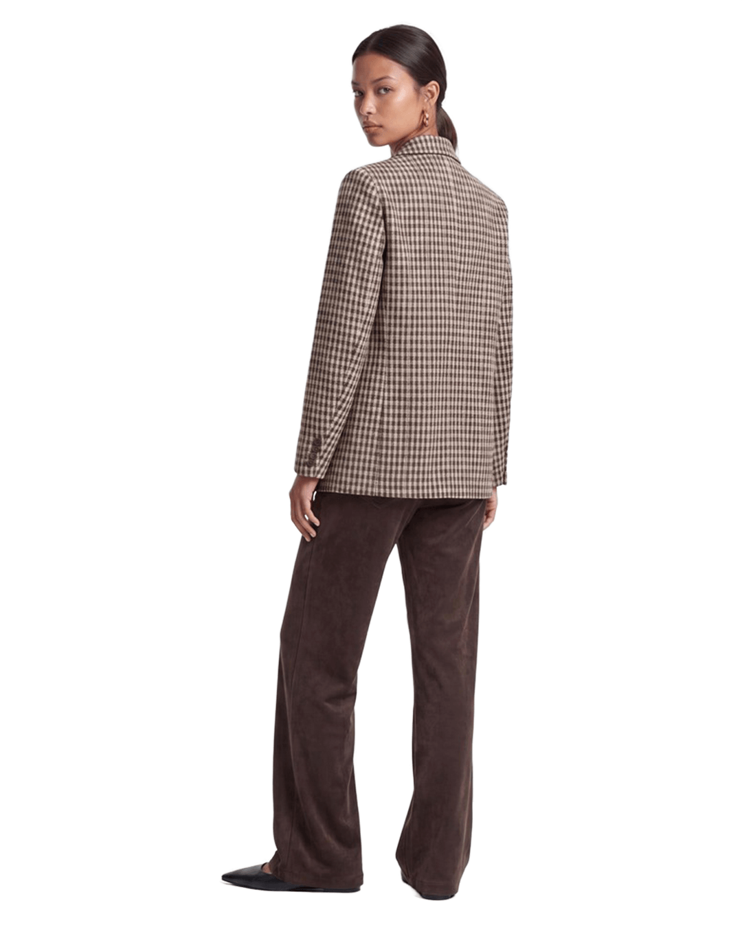 Only Trousers Only Brown Rima Mid Waist Faux Suede Trousers