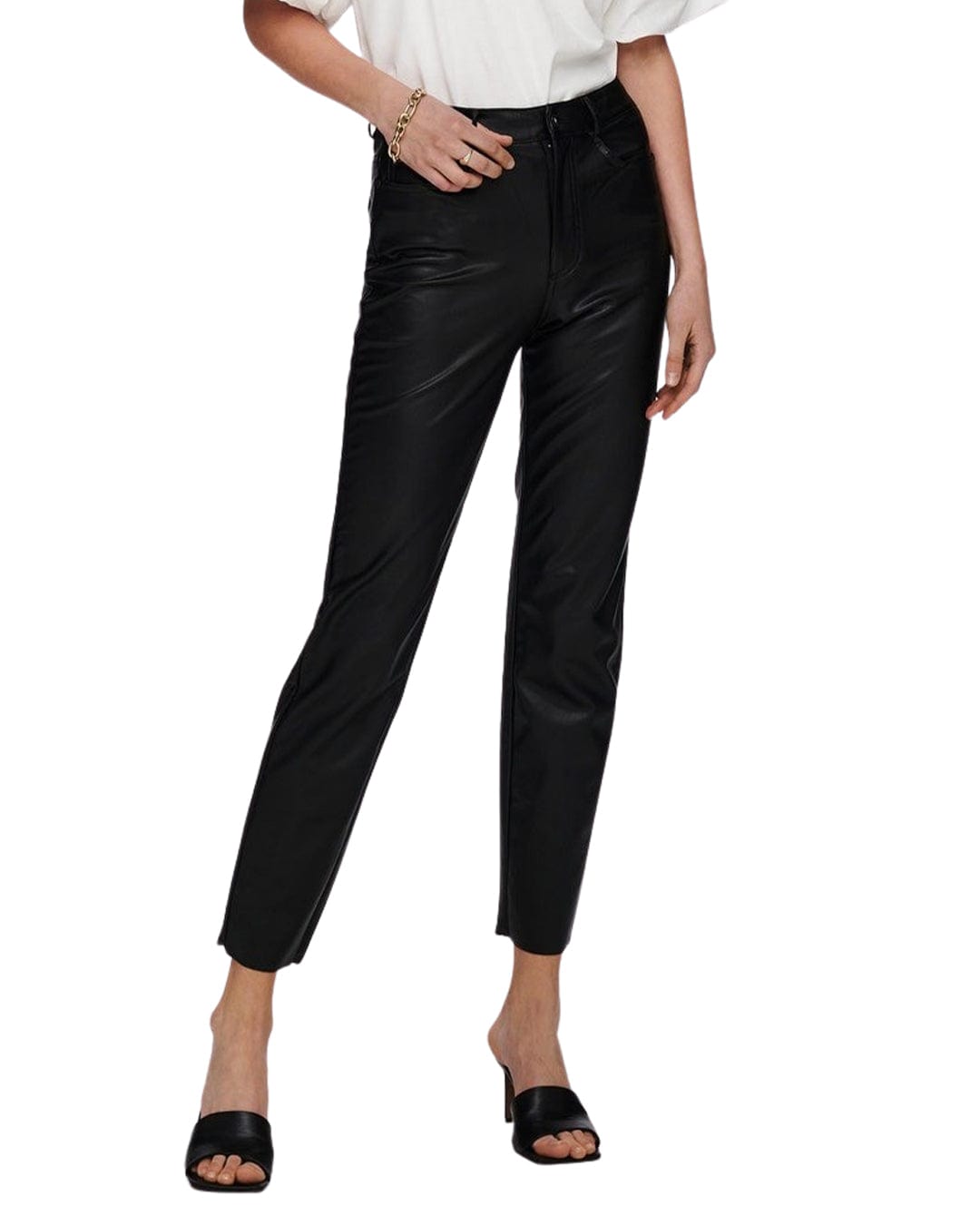 Only Trousers Only Emily Black Faux Leather Trousers