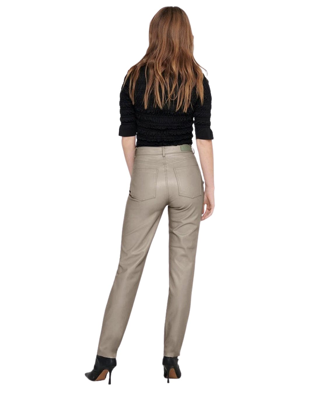 Only Trousers Only Emily Grey Faux Leather Trousers