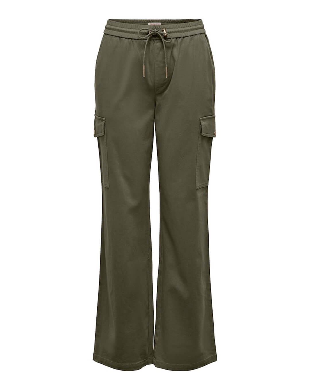 Only Trousers Only Flared Green Cargo Pull Up Trousers
