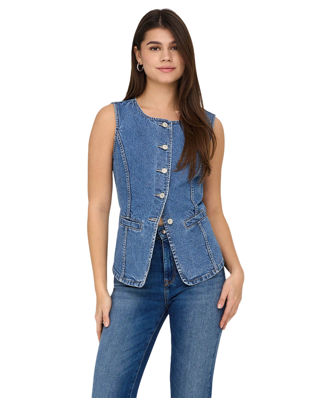 Only Waistcoats Only Blue Denim Onlgiulina Waistcoat