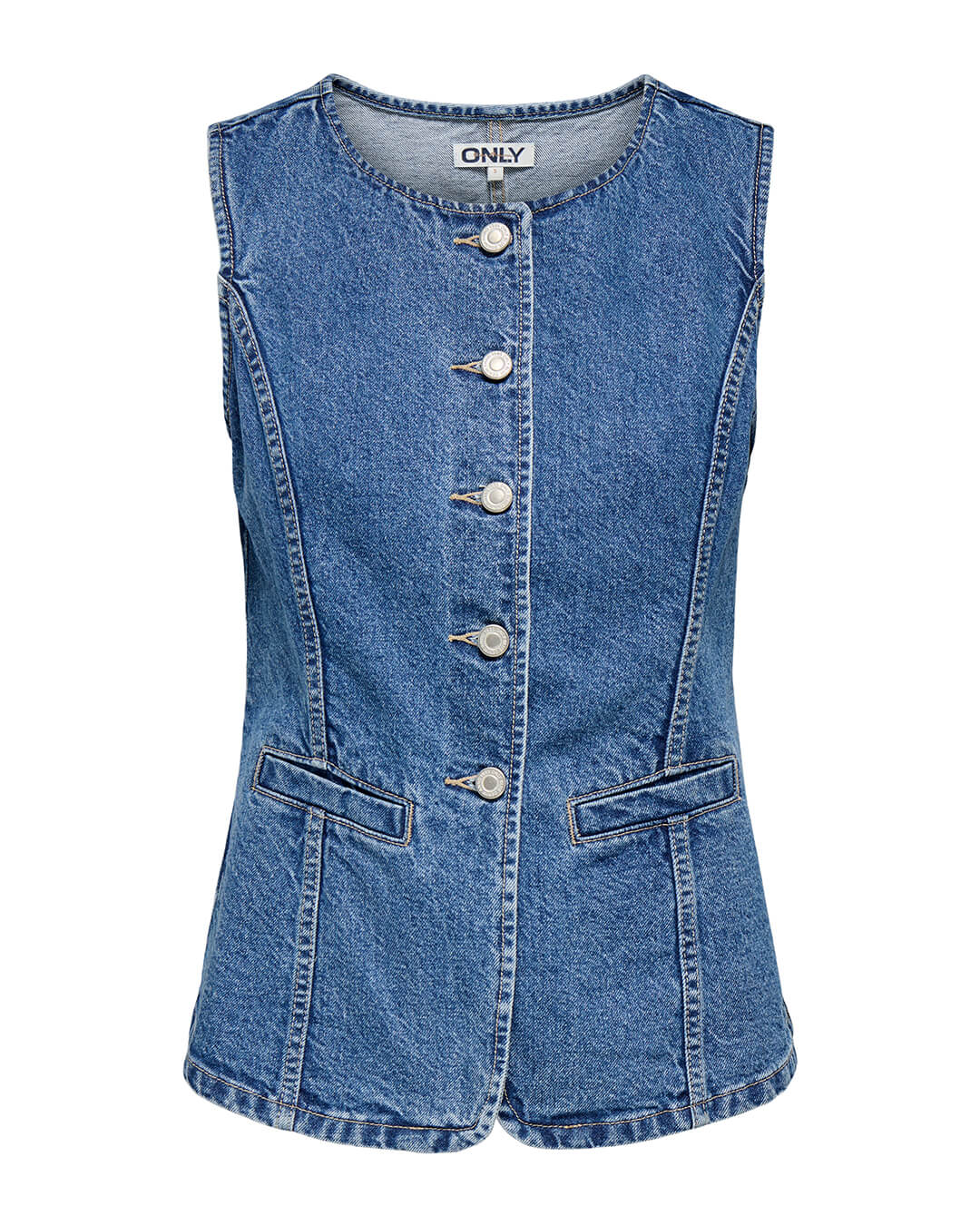 Only Waistcoats Only Blue Denim Onlgiulina Waistcoat