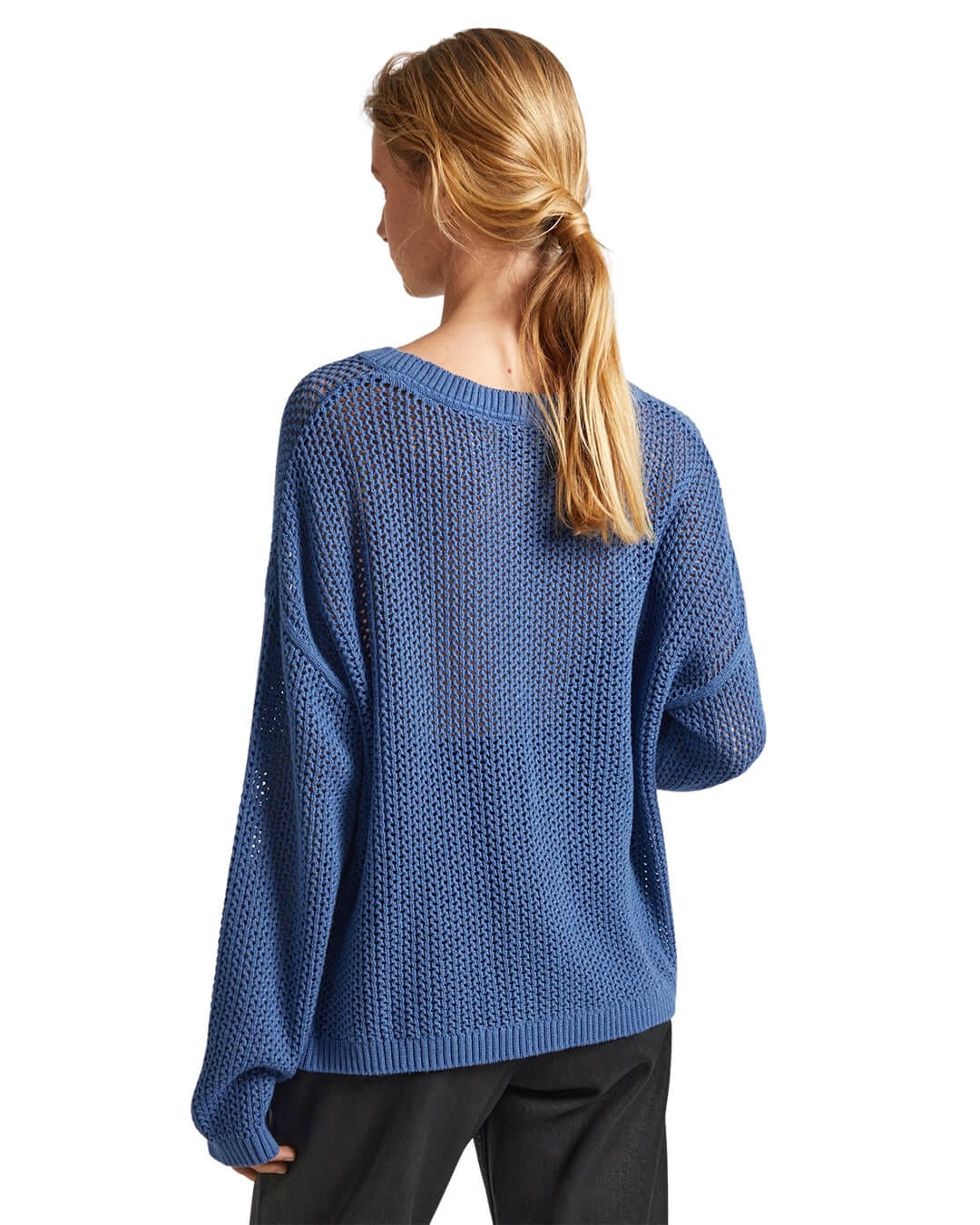 Pepe Jeans Jumpers Pepe Jeans Blue Relaxed Fit Jumper With Openwork Detail