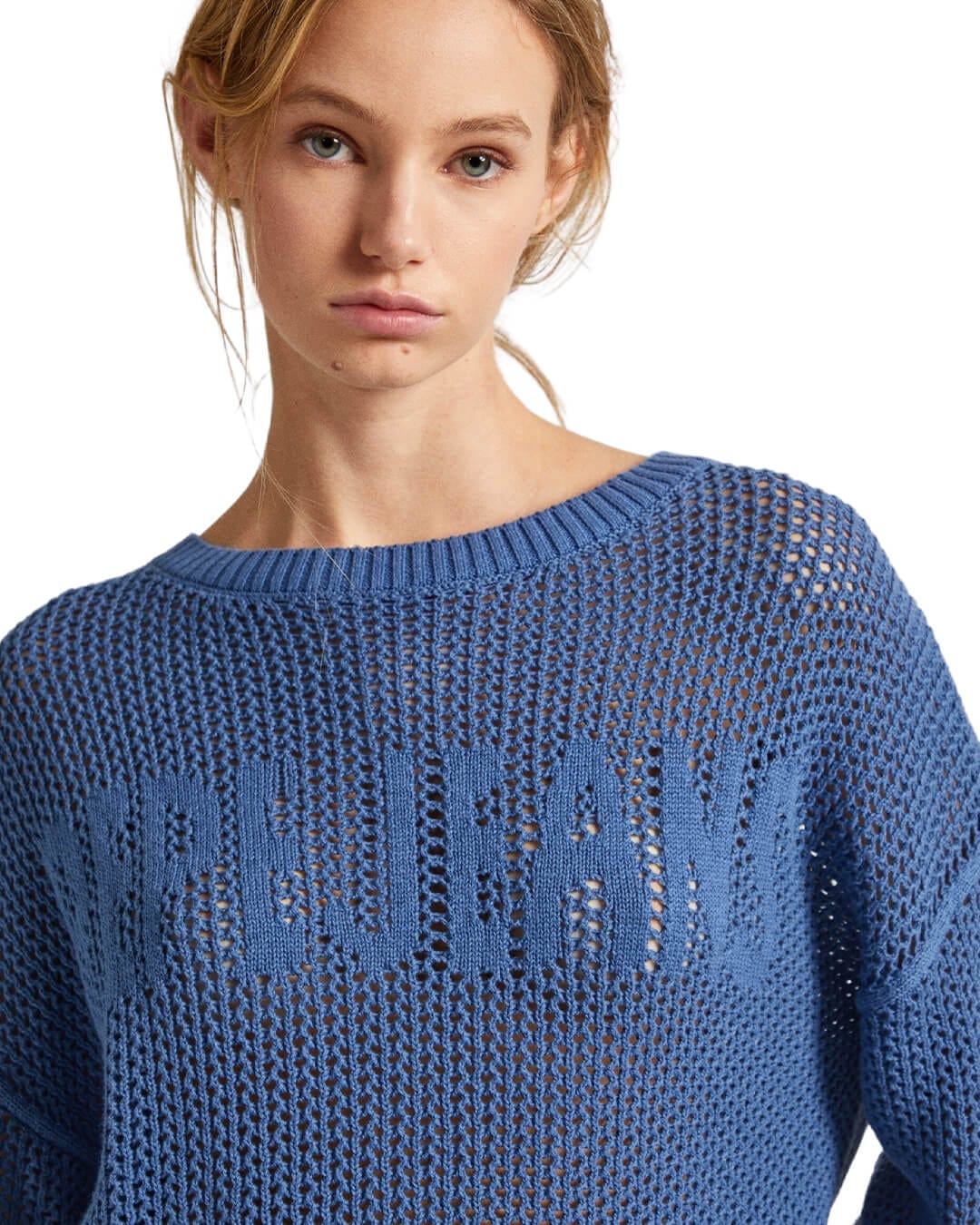 Pepe Jeans Jumpers Pepe Jeans Blue Relaxed Fit Jumper With Openwork Detail