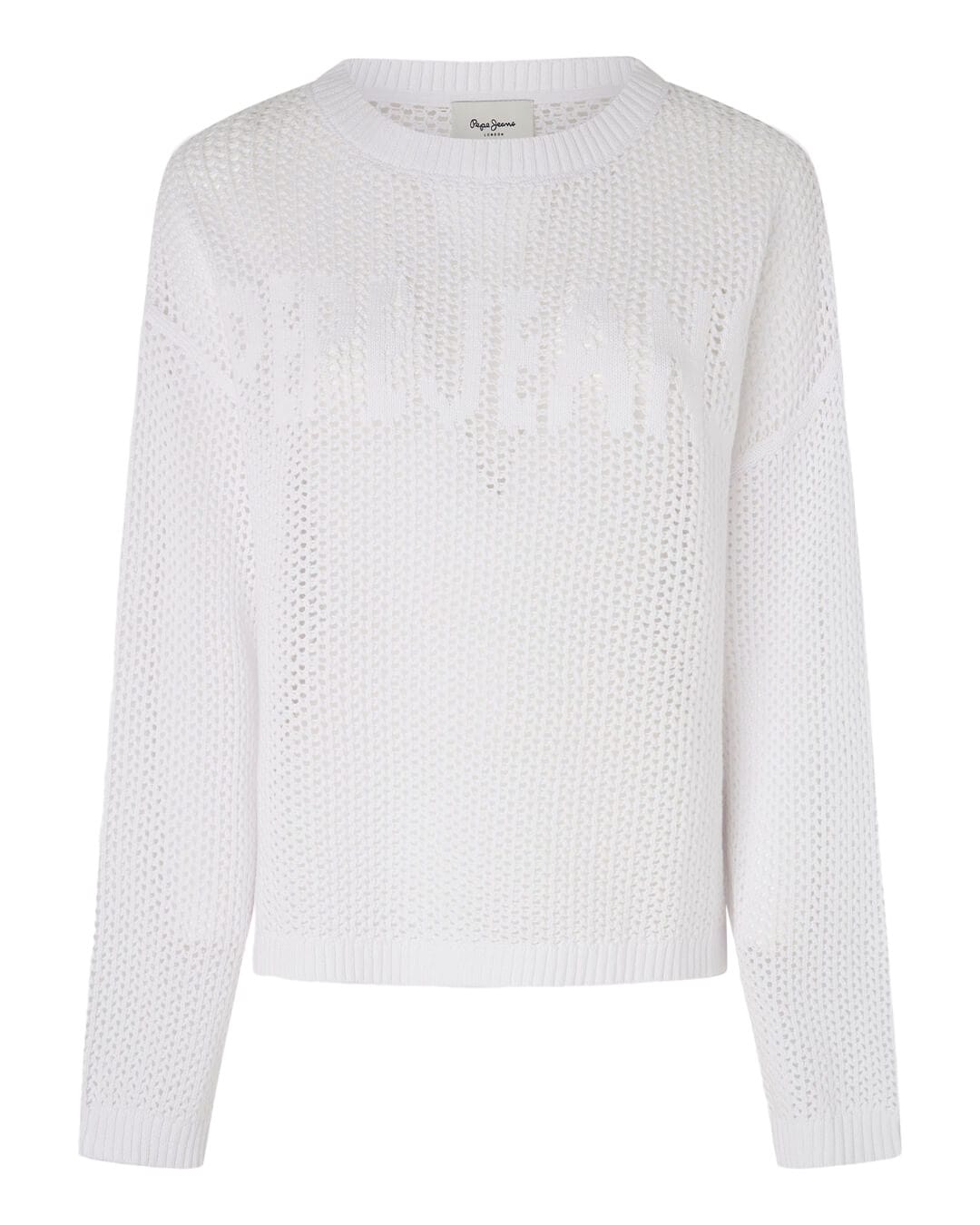Pepe Jeans Jumpers Pepe Jeans White Relaxed Fit Jumper With Openwork Detail