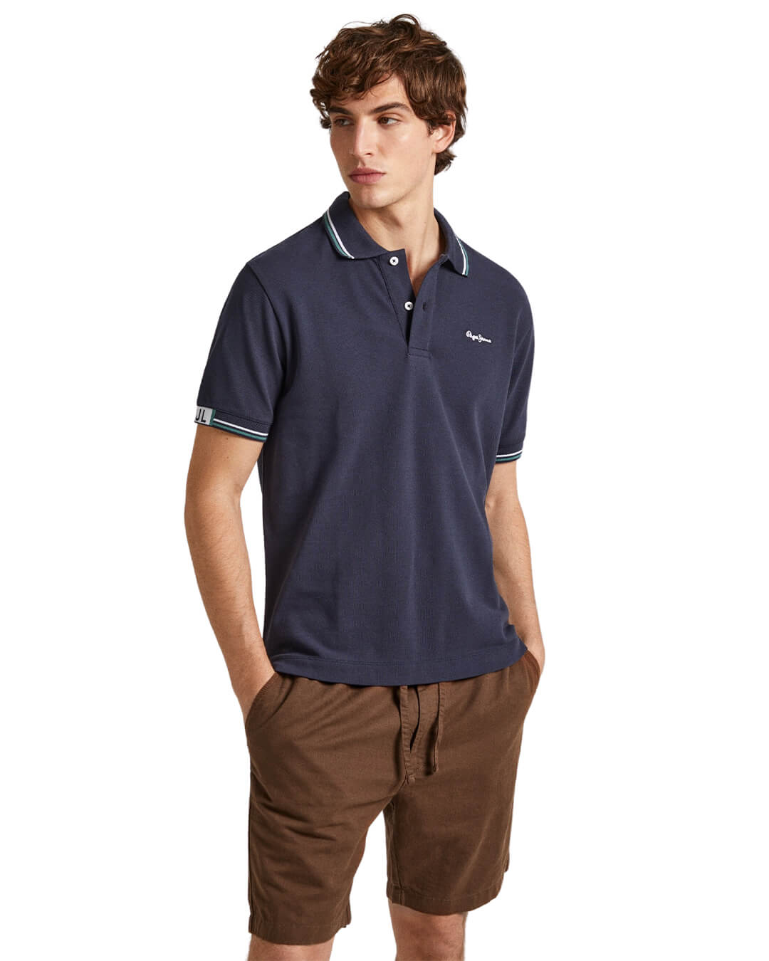 Pepe Jeans Polo Shirts Pepe Jeans Blue Pique Polo With Embroidered Logo