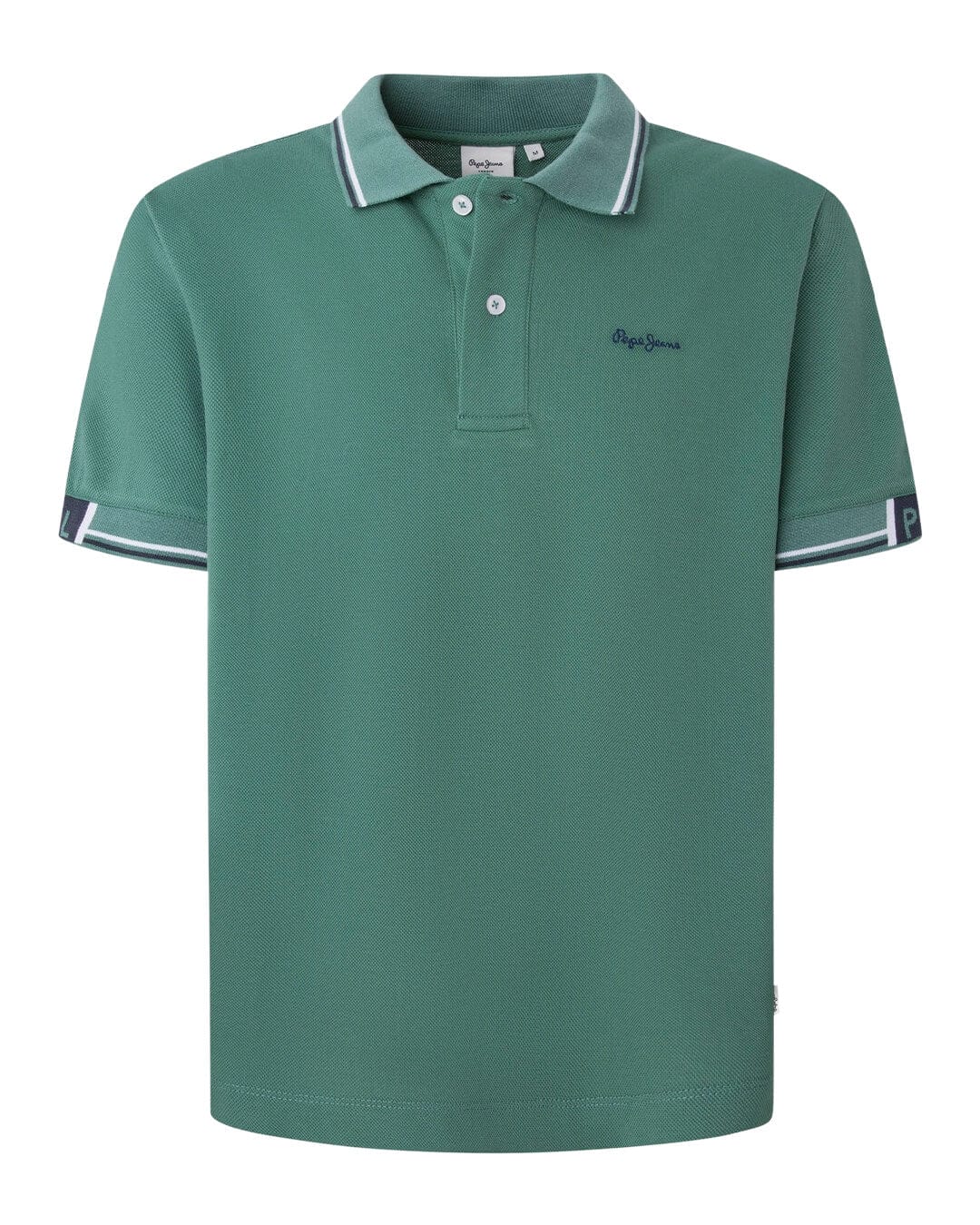 Pepe Jeans Polo Shirts Pepe Jeans Green Pique Polo With Embroidered Logo