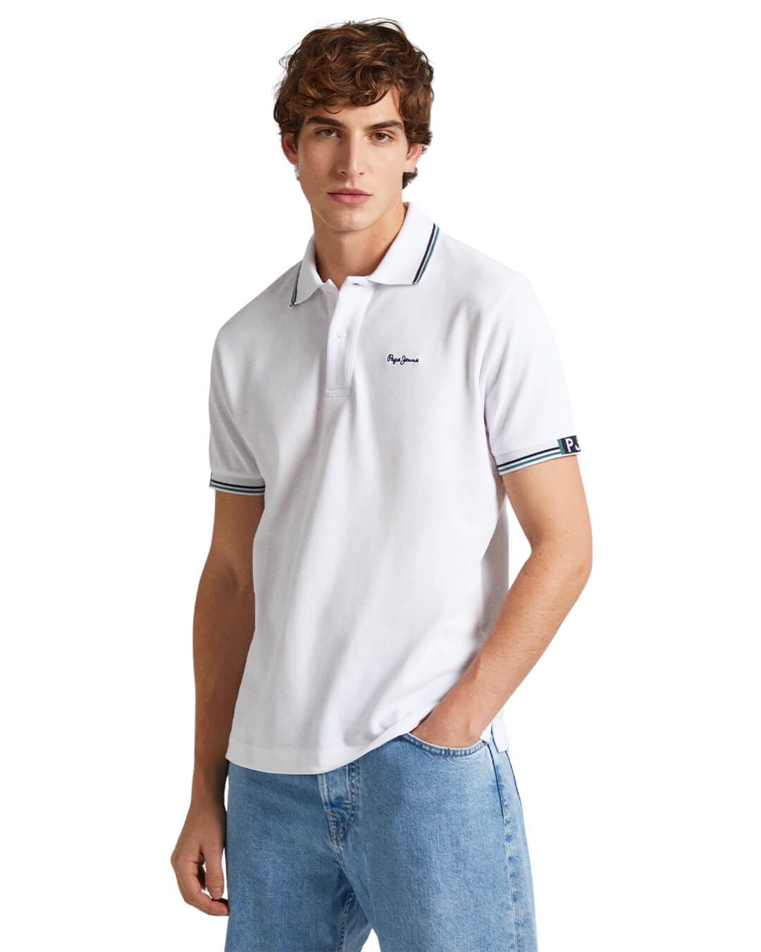 Pepe Jeans Polo Shirts Pepe Jeans White Pique Polo With Embroidered Logo