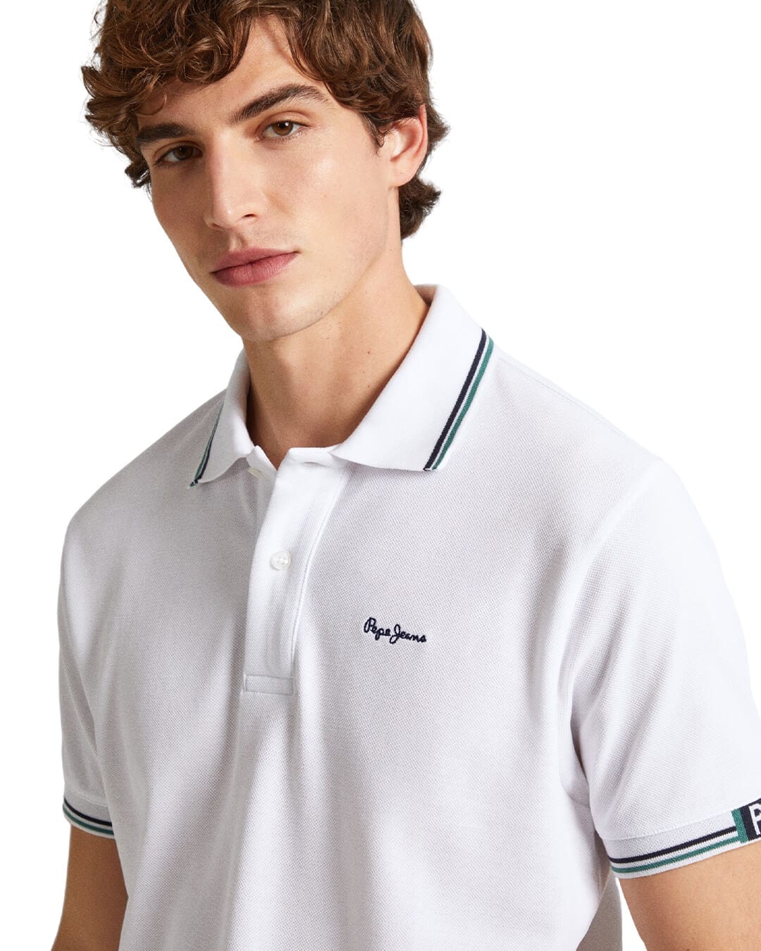 Pepe Jeans Polo Shirts Pepe Jeans White Pique Polo With Embroidered Logo