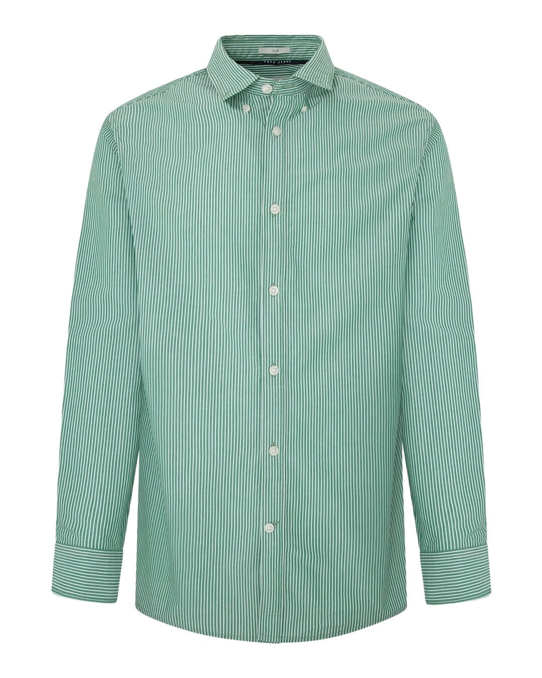 Pepe Jeans Shirts Pepe Jeans Green Slim Fit Poplin Striped Shirt