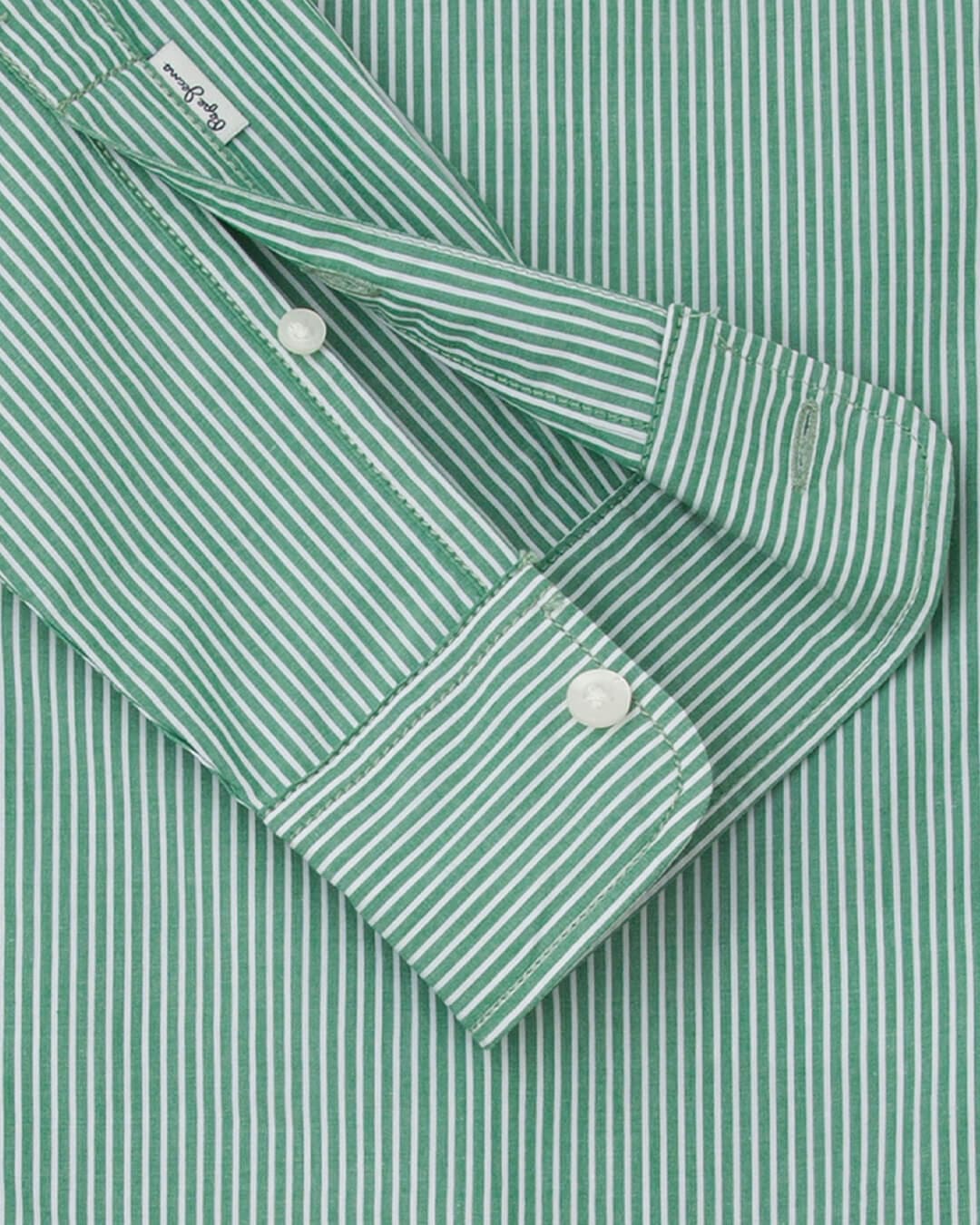 Pepe Jeans Shirts Pepe Jeans Green Slim Fit Poplin Striped Shirt