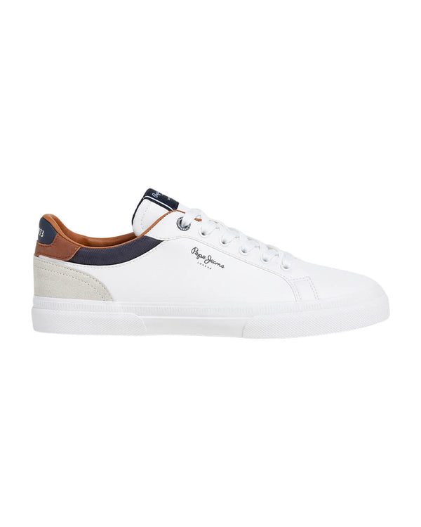 Pepe Jeans White And Brown Kenton Court Sneakers | Bortex - Bortex Fine ...