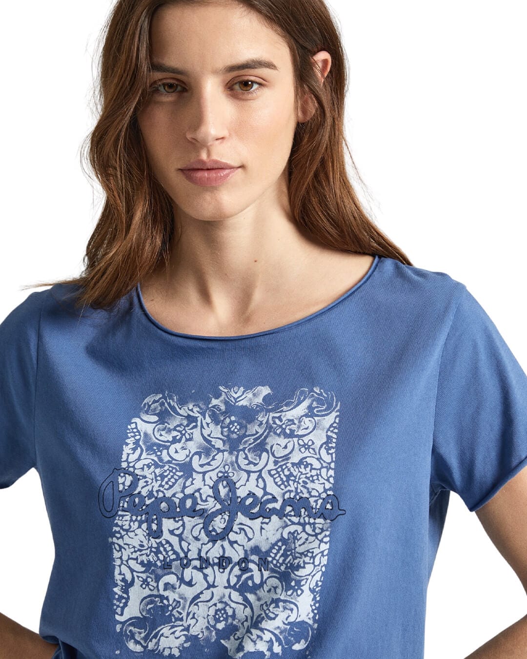 Pepe Jeans T-Shirts Pepe Jeans Blue Relaxed Fit Print Logo T-Shirt