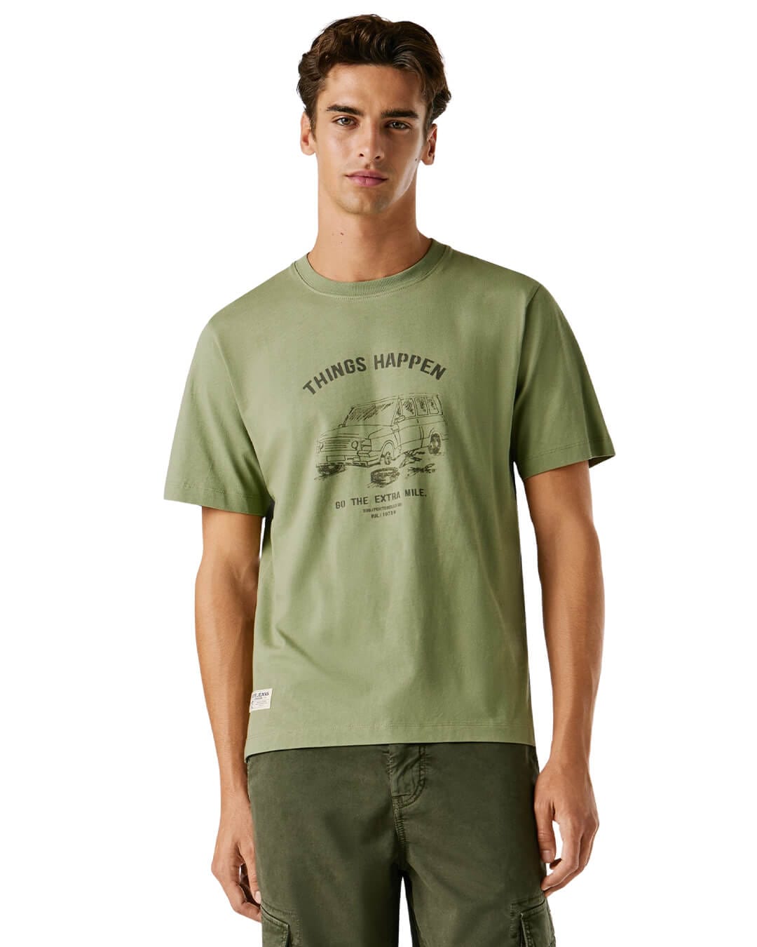 Pepe Jeans T-Shirts Pepe Jeans Green  Sheldon Tee Washed T-shirt