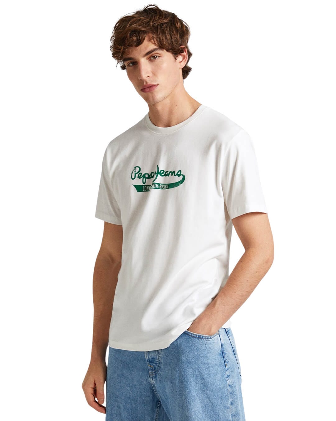 Pepe Jeans T-Shirts Pepe Jeans Off White Regular Fit T-Shirt With Logo Print