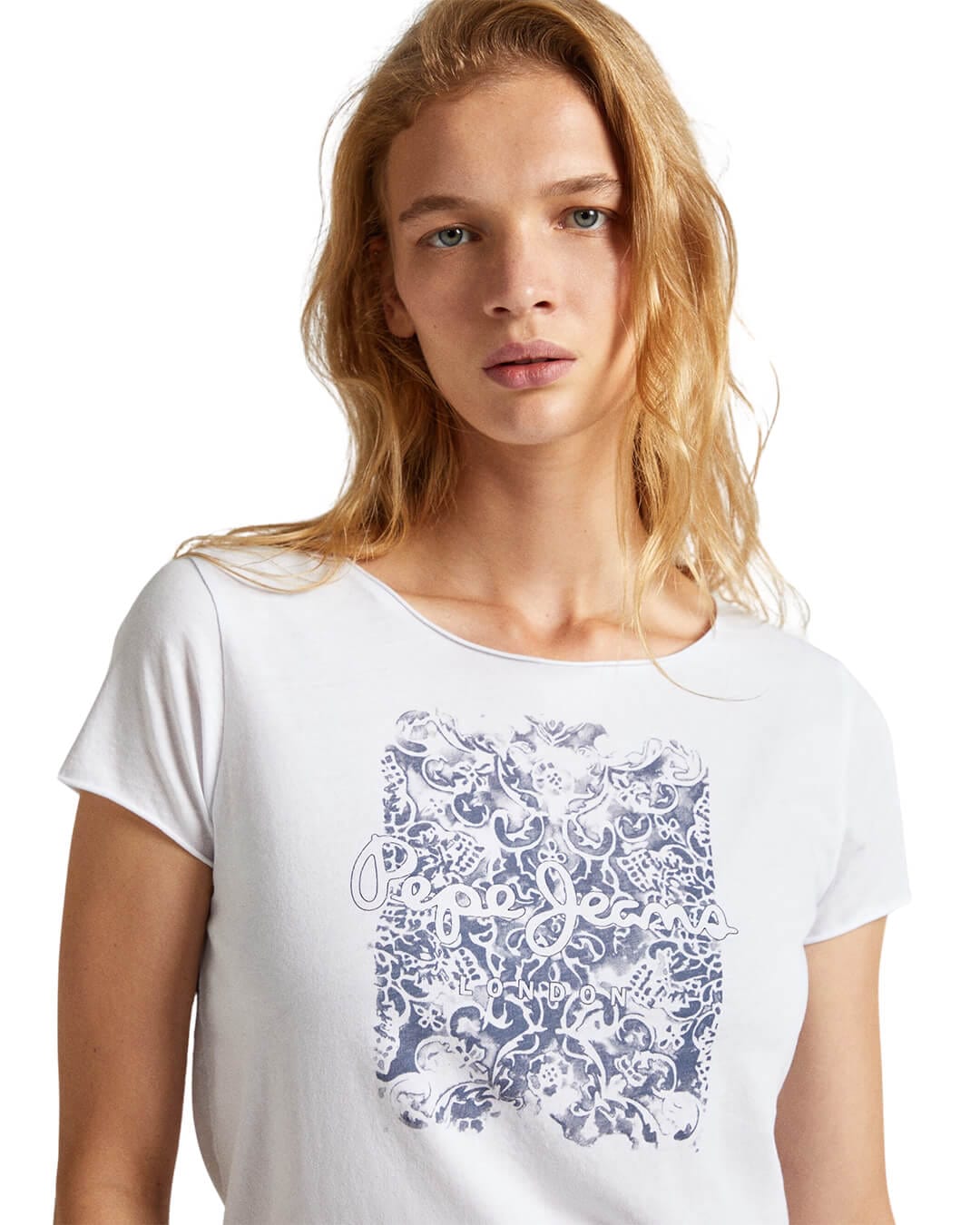 Pepe Jeans T-Shirts Pepe Jeans White Relaxed Fit Print Logo T-Shirt