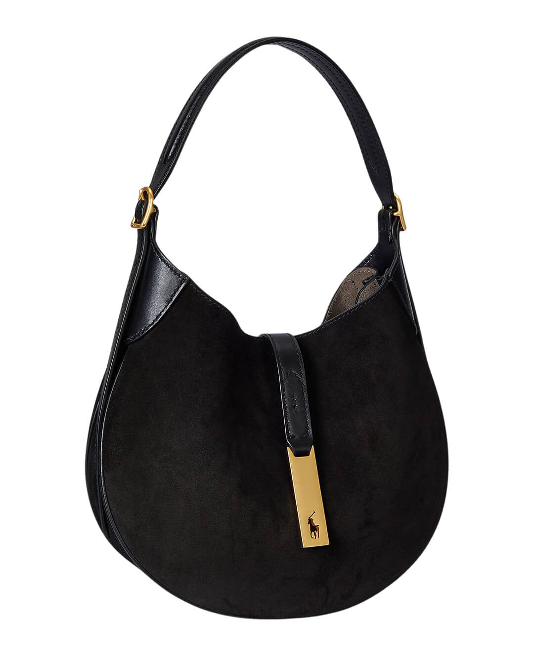 Polo Ralph Lauren Bags ONE POLO ID SUEDE SMALL SHOULDER BAG BLACK