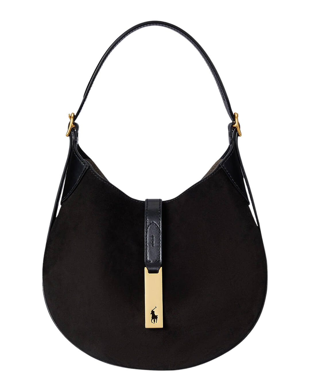 Polo Ralph Lauren Bags ONE POLO ID SUEDE SMALL SHOULDER BAG BLACK