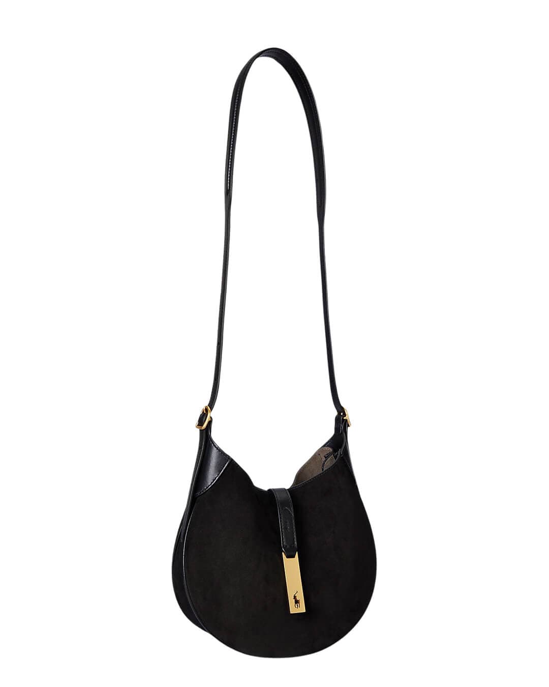 Polo Ralph Lauren Bags ONE POLO ID SUEDE SMALL SHOULDER BAG BLACK