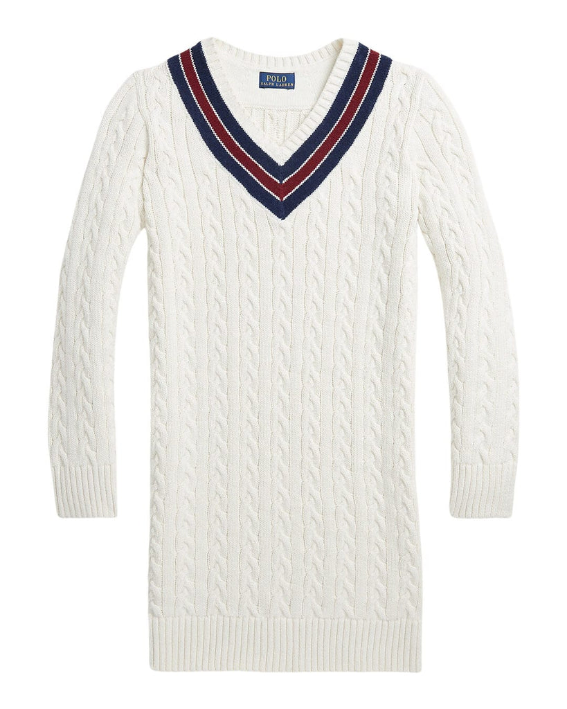 Girls Polo Ralph Lauren Cream Cotton-Blend Cricket Sweater Dress