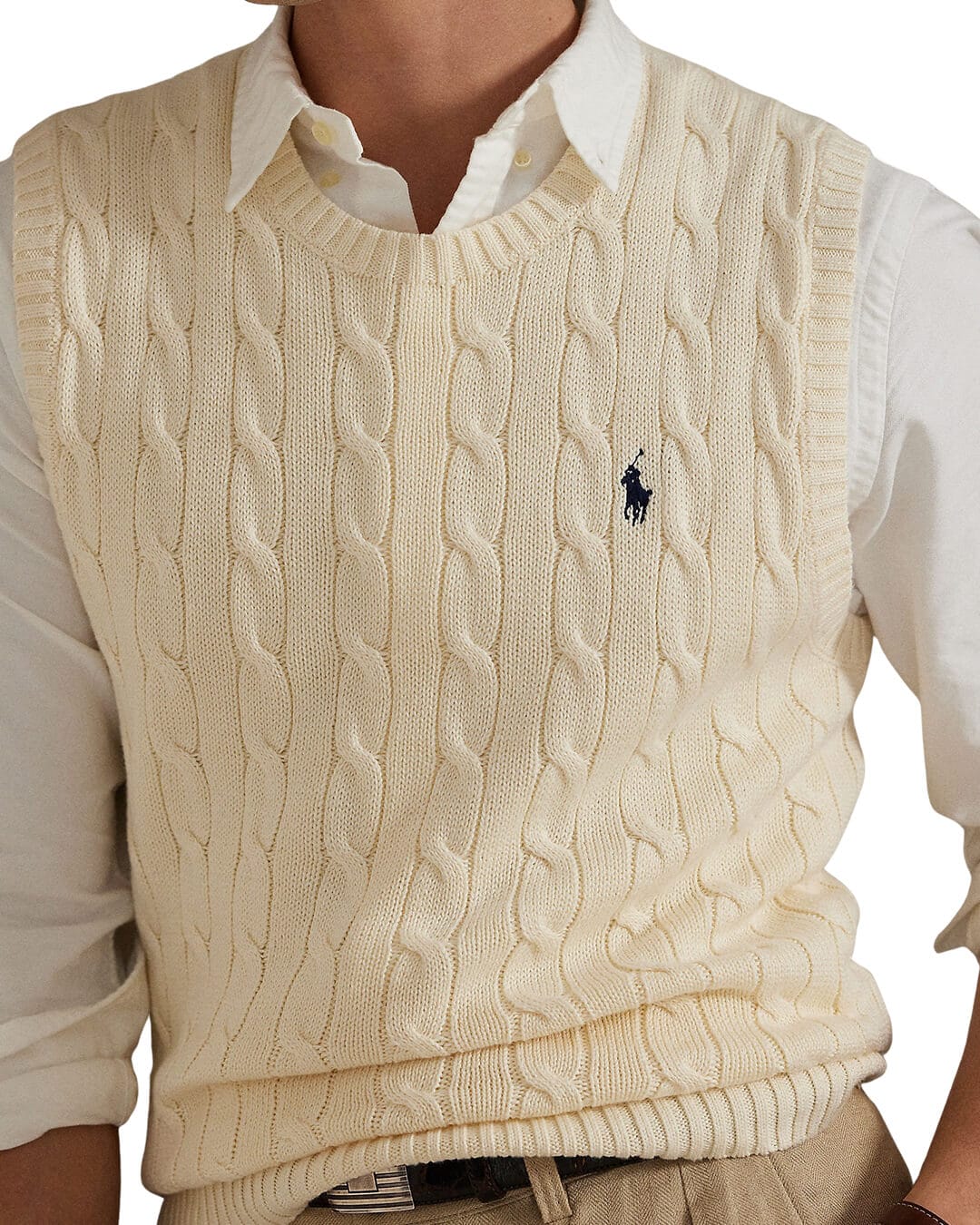 Polo Ralph Lauren Gilets CABLE KNIT VEST NATURAL