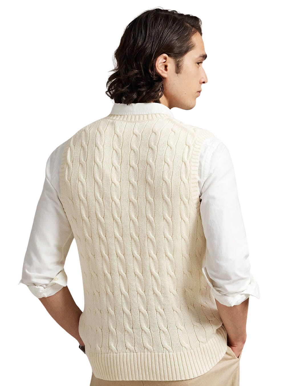 Polo Ralph Lauren Gilets CABLE KNIT VEST NATURAL