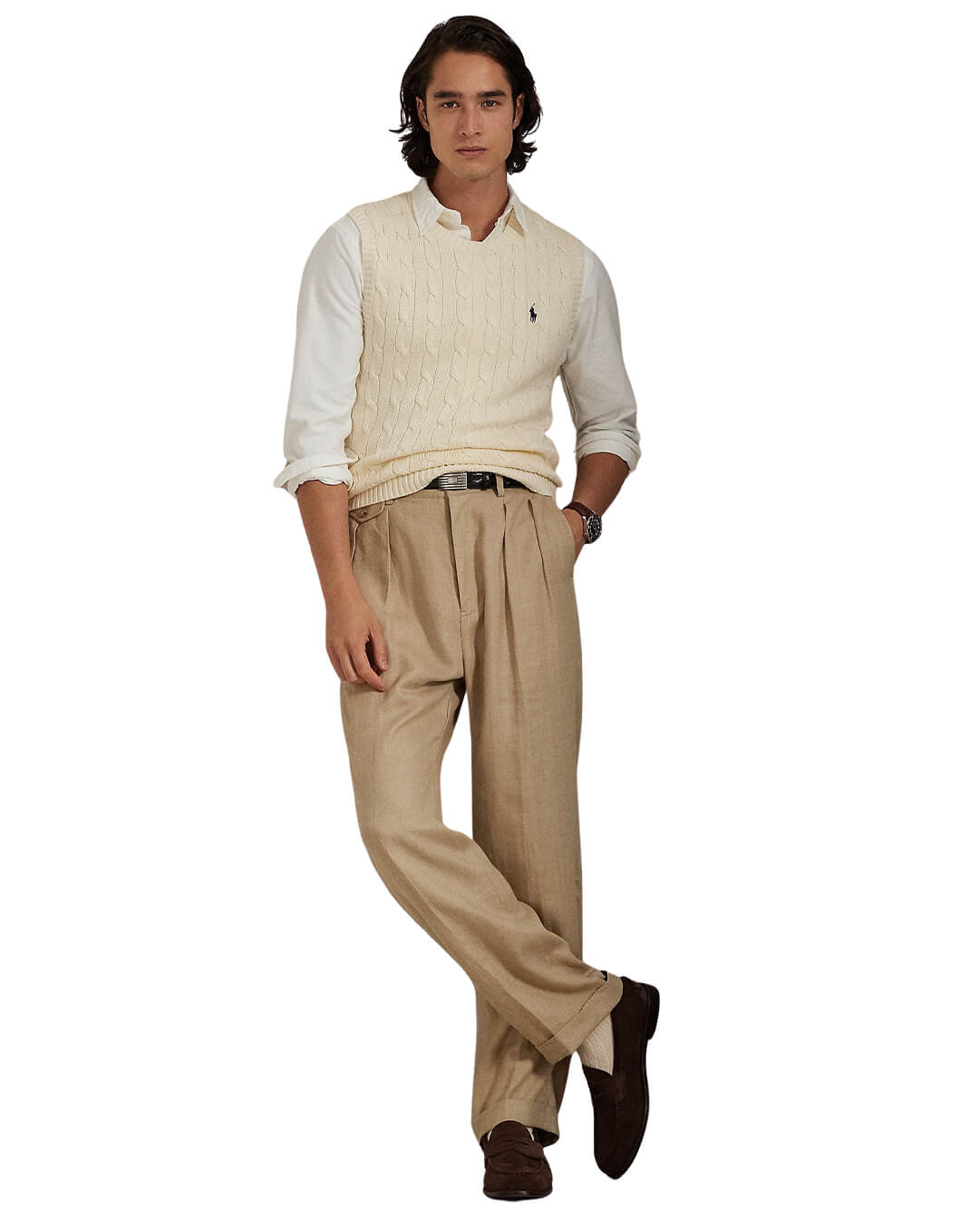 Polo Ralph Lauren Gilets CABLE KNIT VEST NATURAL