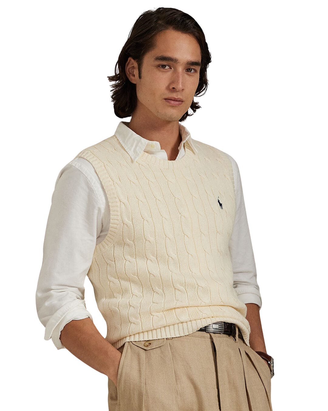 Polo Ralph Lauren Gilets CABLE KNIT VEST NATURAL