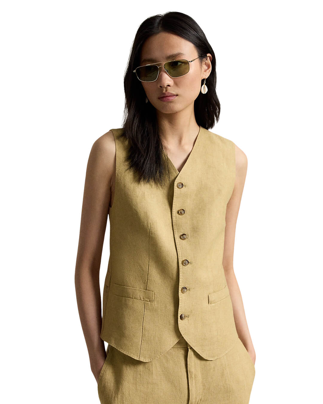 Polo Ralph Lauren Gilets Polo Ralph Lauren Beige  Woven Sport Linen  Gilet