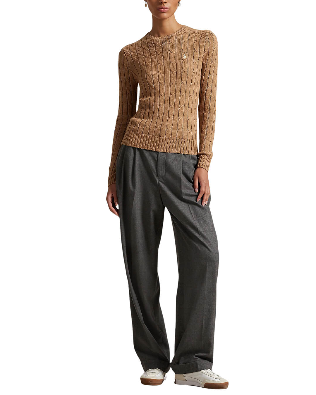 Polo Ralph Lauren Jumpers CABLE-KNIT COTTON CREWNECK SWEATER MEDIUM BEIGE