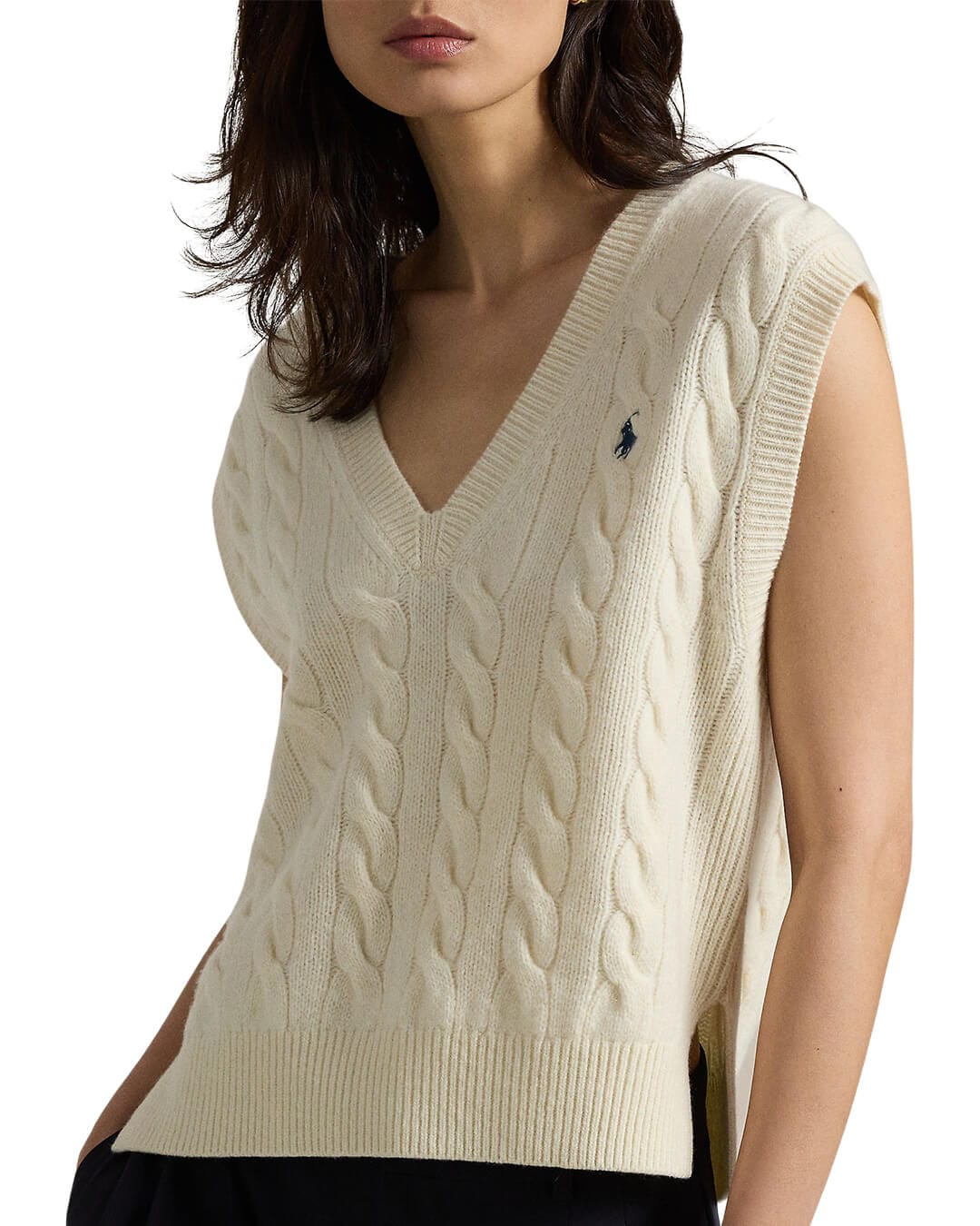 Polo Ralph Lauren Jumpers CABLE-KNIT WOOL-CASHMERE SWEATER VEST WHITE