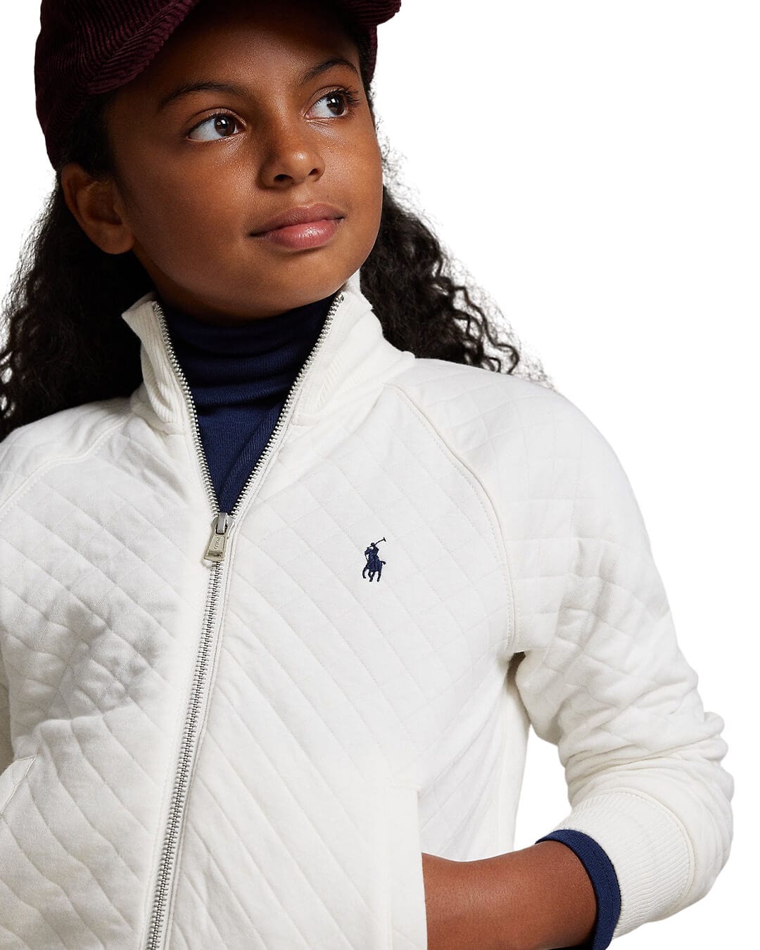 Polo Ralph Lauren Jumpers Girls Polo Ralph Lauren White Quilted Jacquard Jacket