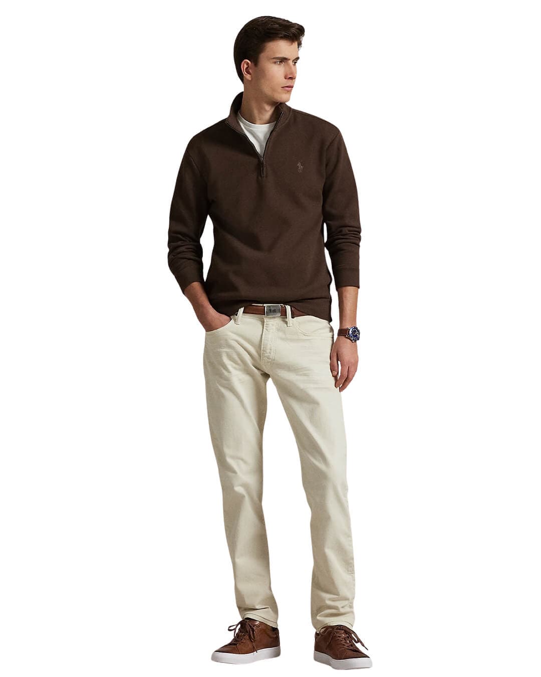 Polo Ralph Lauren Brown Lshzm24 Ls Half Zip Dark - Bortex Fine