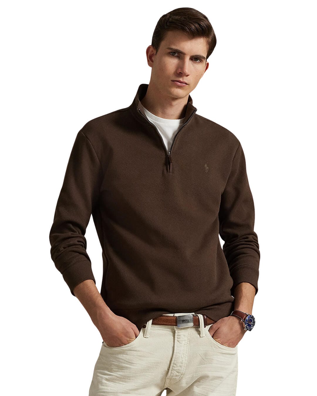 美品　POLO RALPH LAUREN Polo Ralph Lauren Mesh-knit Cotton Quarter-zip Sweater
