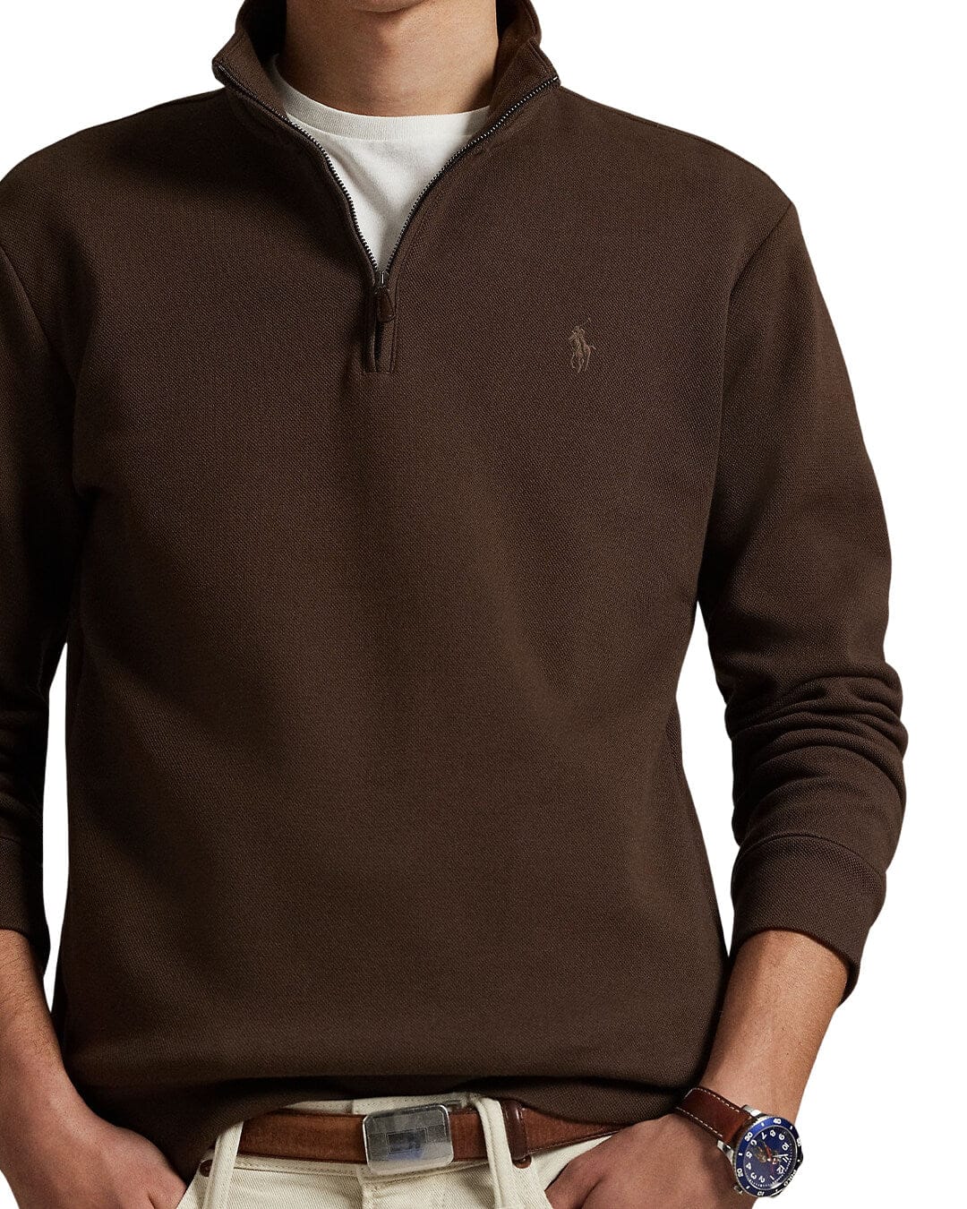 Polo Ralph Lauren Brown Lshzm24 Ls Half Zip Dark - Bortex Fine