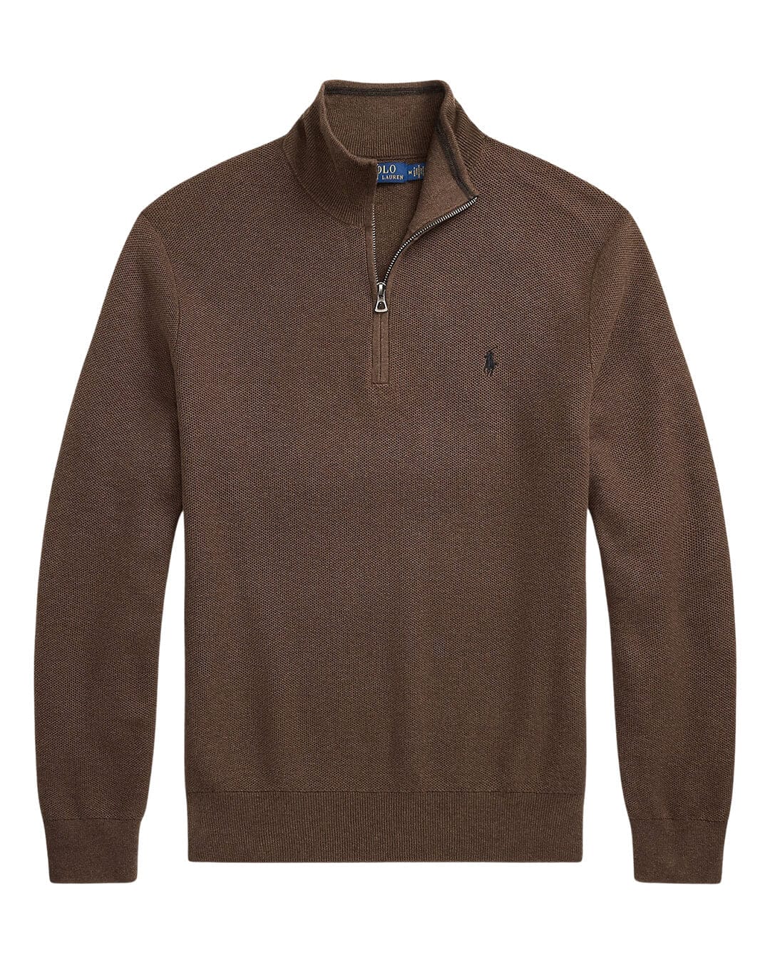 Polo Ralph Lauren Jumpers MESH-KNIT COTTON QUARTER-ZIP SWEATER BROWN