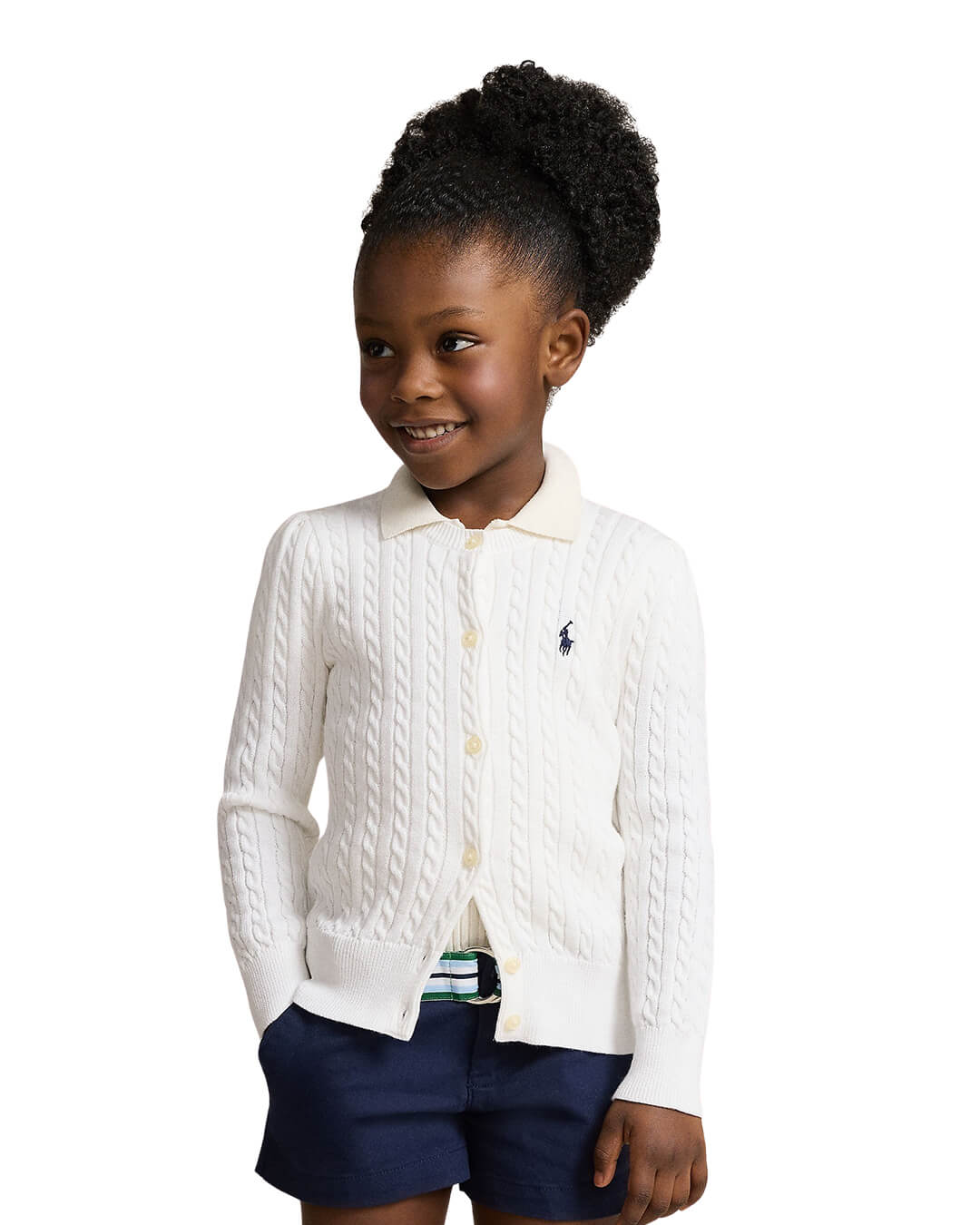 Polo Ralph Lauren Jumpers MINI-CABLE COTTON CARDIGAN WHITE