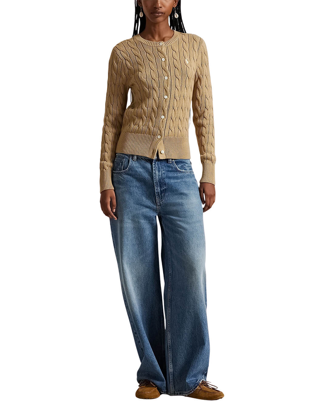 Polo Ralph Lauren Jumpers Polo Ralph Lauren Beige  Cable-Knit Cotton Cardigan