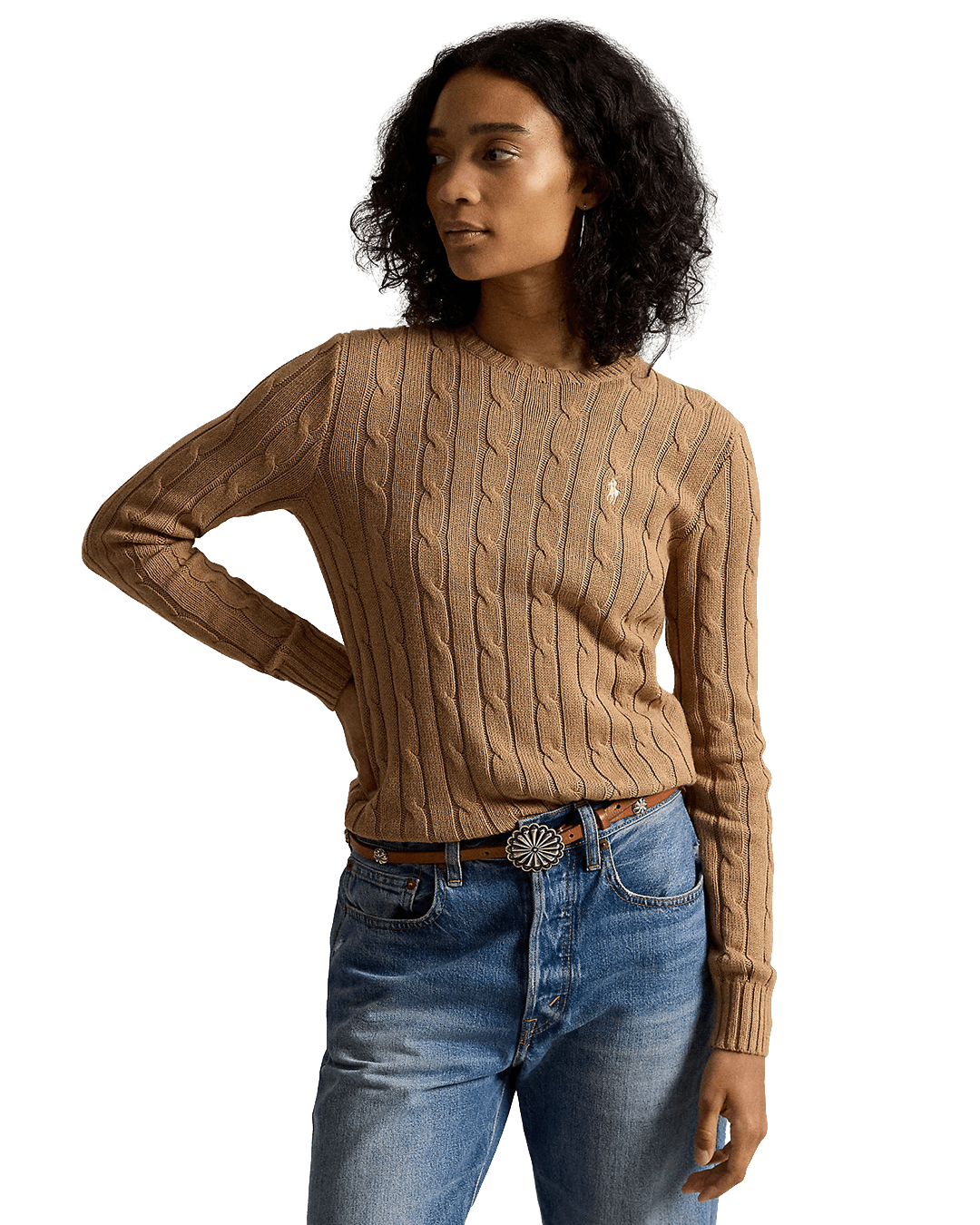 Polo Ralph Lauren Jumpers Polo Ralph Lauren Beige Cable Knit Cotton Sweater Medium