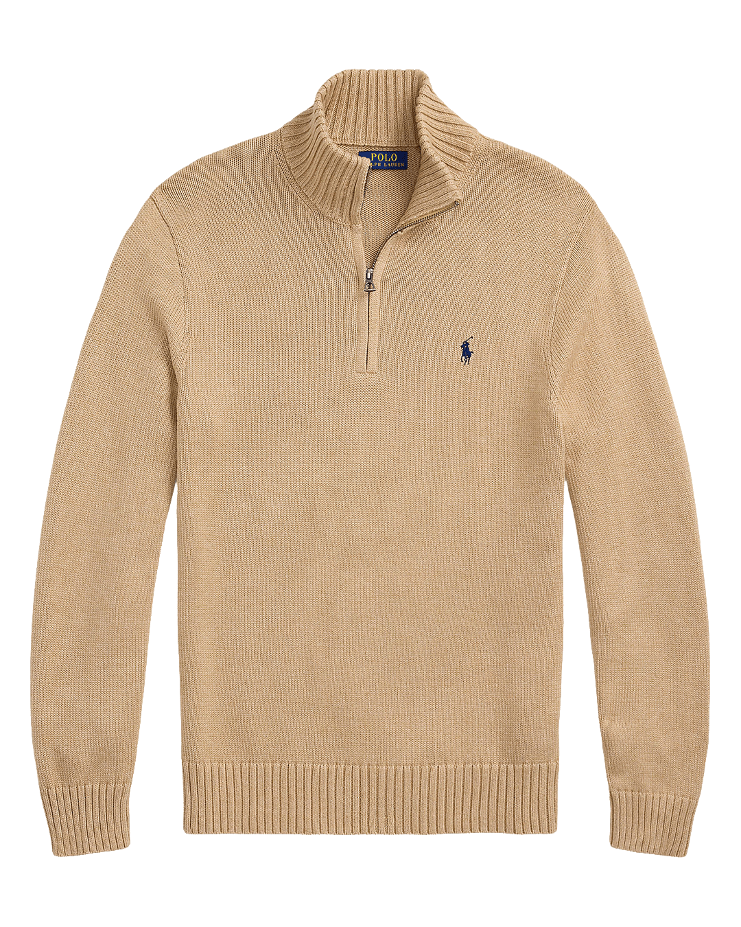 Polo Ralph Lauren Jumpers Polo Ralph Lauren Brown Cotton Quarter-Zip Mockneck Sweater