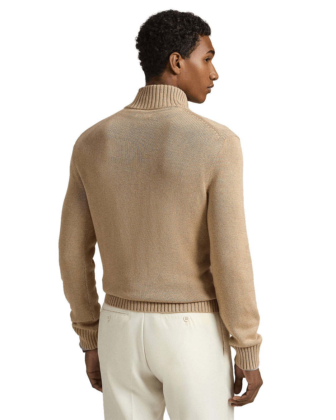 Polo Ralph Lauren Jumpers Polo Ralph Lauren Brown Cotton Quarter-Zip Mockneck Sweater