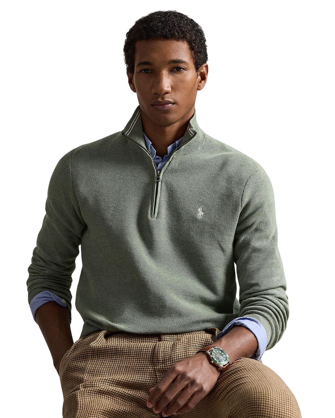 Polo Ralph Lauren Jumpers Polo Ralph Lauren Green Mesh-Knit Cotton Jumper