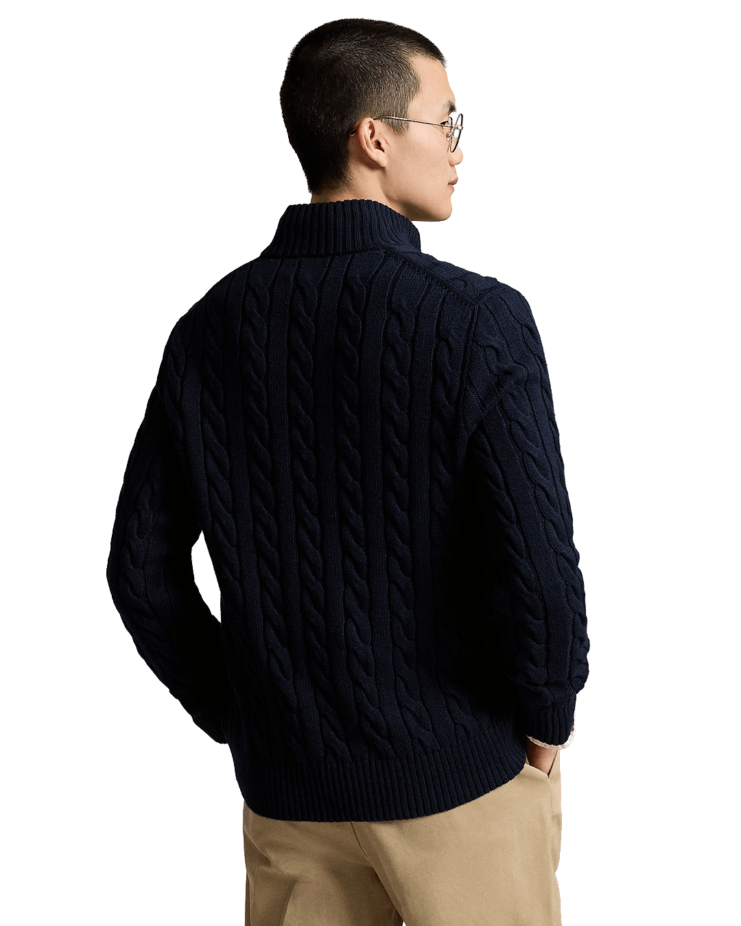 Polo Ralph Lauren Jumpers Polo Ralph Lauren Navy Cable-Knit Cotton Quarter-Zip Sweater