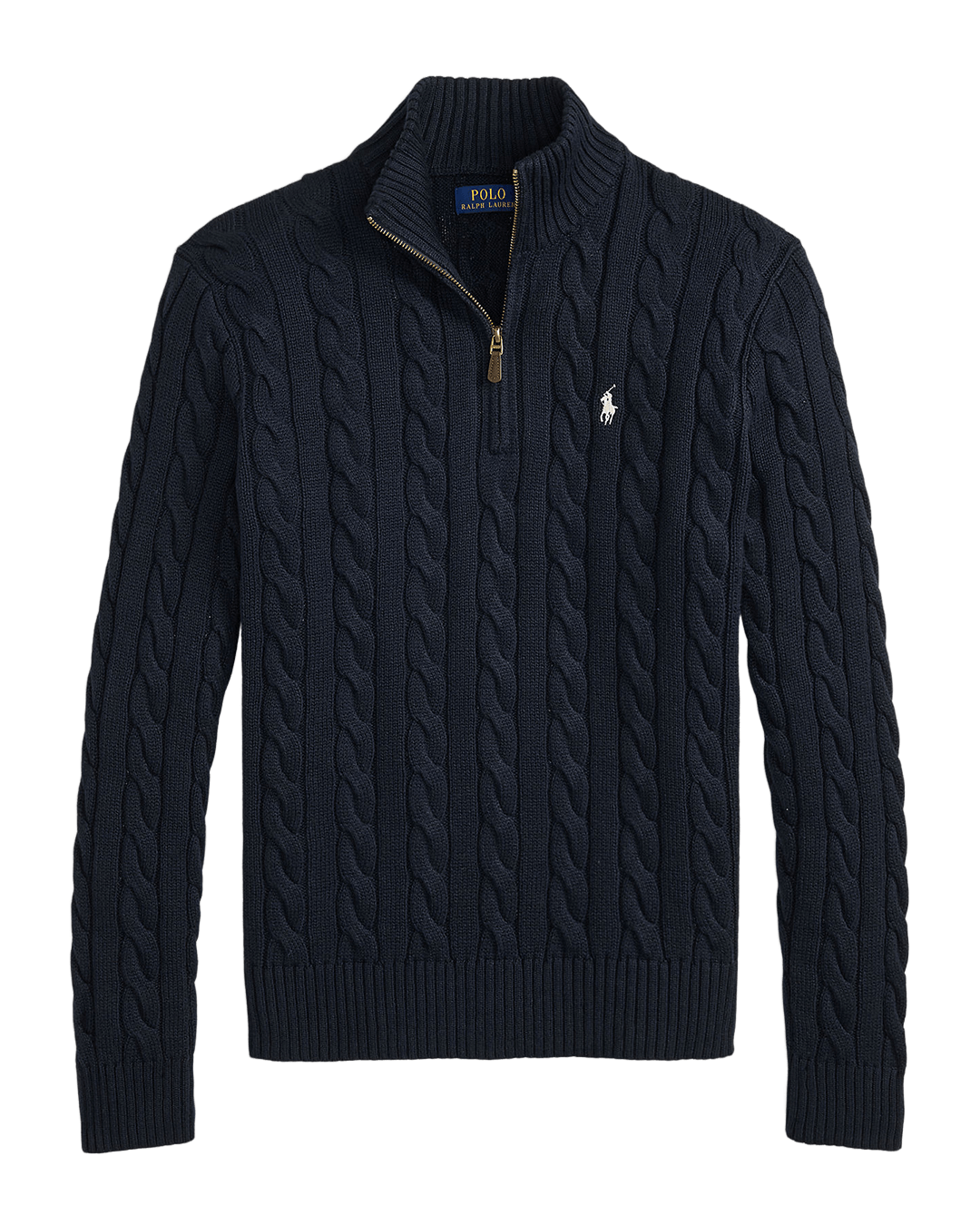 Polo Ralph Lauren Jumpers Polo Ralph Lauren Navy Cable-Knit Cotton Quarter-Zip Sweater